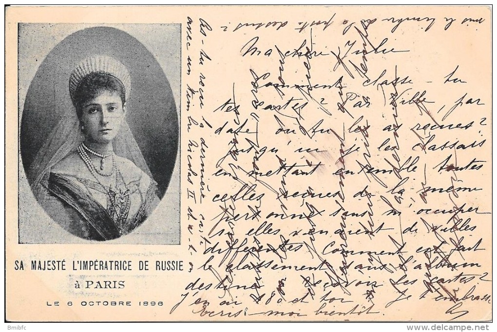 1896- Sa Majesté L'Impératrice De Russie à PARIS Le 6 Octobre 1896 - Ricevimenti