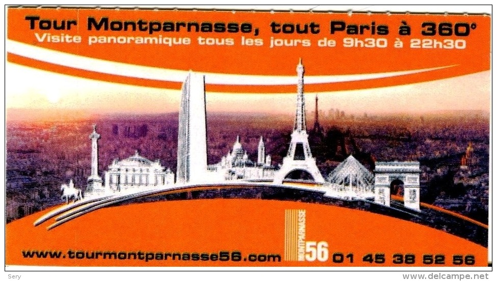 France  2012,  Paris Tour Montparnasse - Biglietti D'ingresso