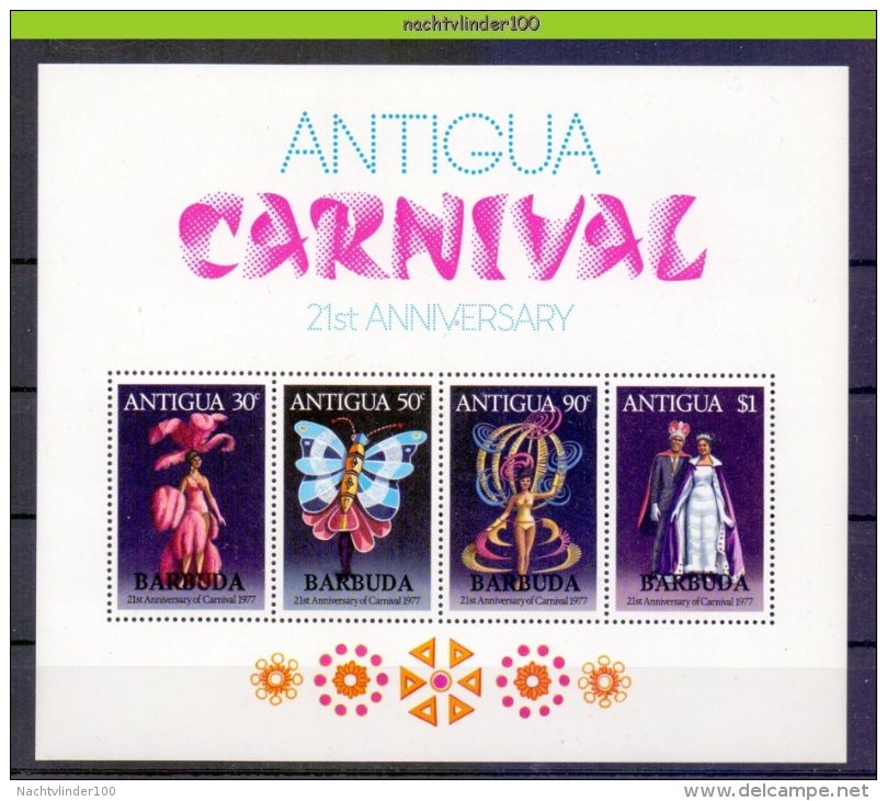 Mww044b FAUNA VLINDERS CARNAVAL BUTTERFLIES SCHMETTERLINGE MARIPOSAS PAPILLONS BARBUDA 1977 PF/MNH # - Carnaval