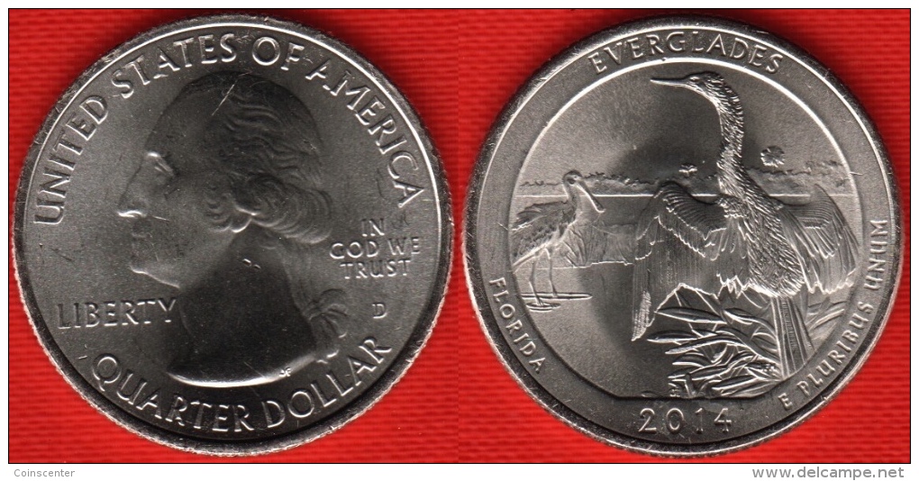 USA Quarter (1/4 Dollar) 2014 D Mint "Everglades" UNC - 2010-...: National Parks