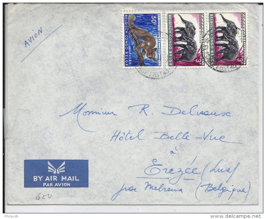 CONGO BELGE - 3 TIMBRES SUR ENVELOPPE POUR EREZEE LUXEMBOURG ET PAR MELREUX BELGIQUE - Other & Unclassified