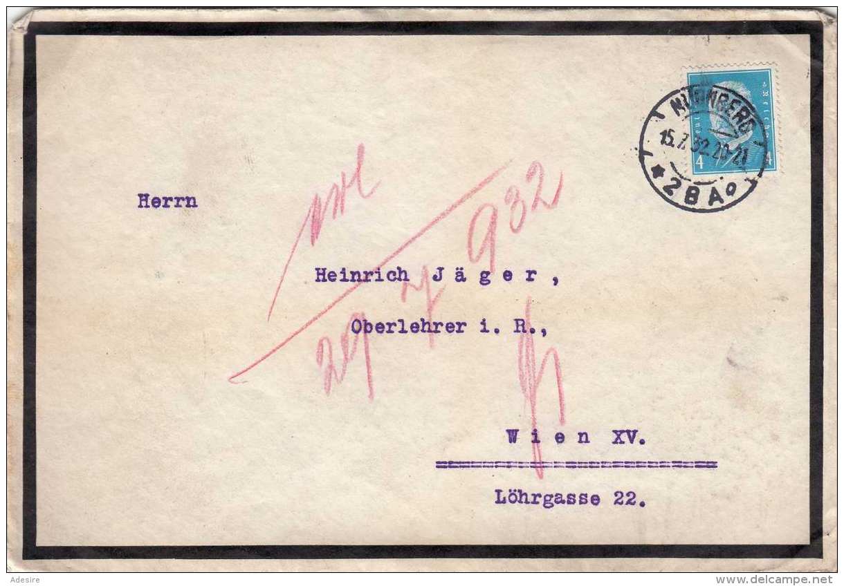 DEUTSCHES REICH 1932 - 4 Rpf Auf Brief Gel.Nürnberg &gt; Wien - Briefe U. Dokumente