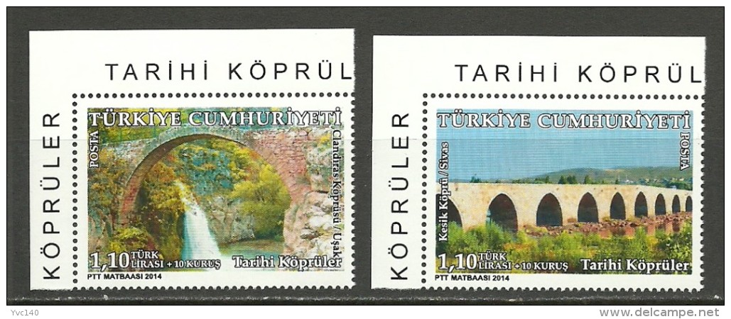 Turkey; 2014 Historical Bridges - Unused Stamps