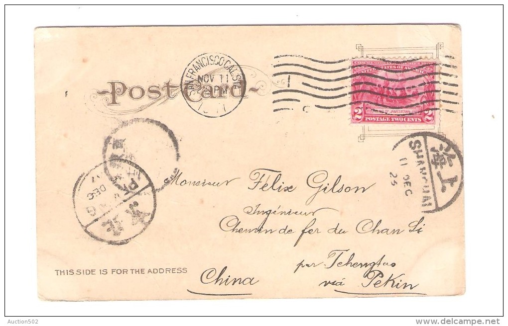 US Stamp On PC Crater Lake Oregon C.San Francisco 1907 To China Railway Chan Si Shangai& Pekin PR3086 - Lettres & Documents