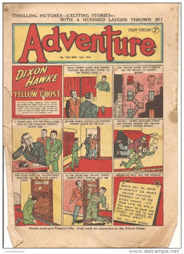 ADVENTURE Every Thursday N°1296 Nov 5th 1949 DIXON HAMKE AND THE YELLOW GHOST - BD Journaux