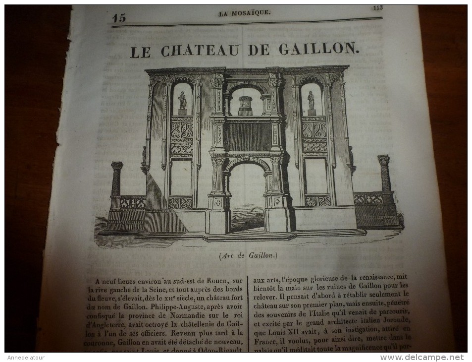 1835 LM : Château De Gaillon;Origine De La Sténo;La Ketmie;PRUD'HON De Cluny;Almanach Chinois;Avanie Faite Aux JUIFS - Non Classés