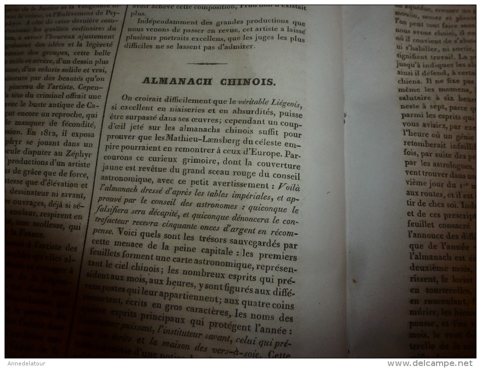 1835 LM : Château de Gaillon;Origine de la sténo;La Ketmie;PRUD'HON de Cluny;Almanach chinois;Avanie faite aux JUIFS