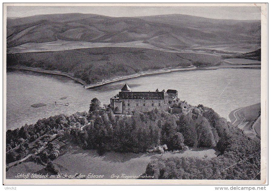 AK Schloß Waldeck Mit Blick Auf Den Edersee - Orig. Fliegeraufnahme - Ca. 1940 (22571) - Edersee (Waldeck)