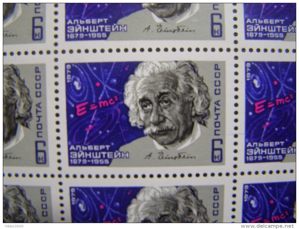 RUSSIA 1979 MNH (**)YVERT 4582  &#1040;lbert &#1045;instein .la Feuille De 5x10. - Albert Einstein