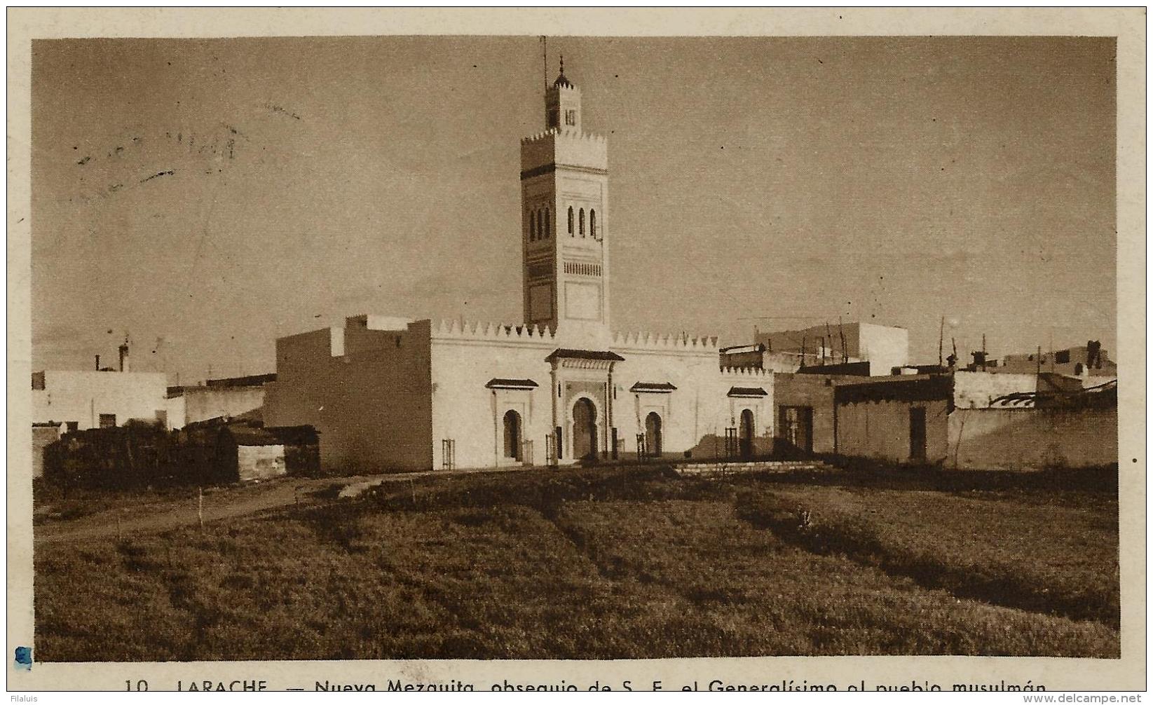 02290 Marruecos Espa&ntilde;ol Tarjeta Postal Censurada Enviada De Larache A Portugal - Maroc Espagnol