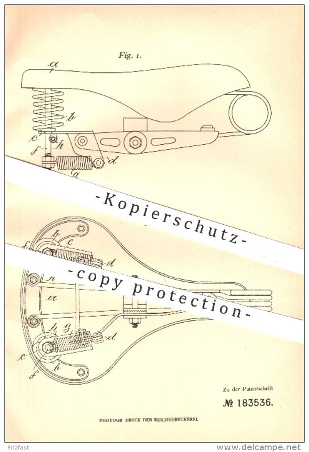 Original Patent - Wittkop & Co. In Bielefeld , 1906 , Federung Für Fahrradsattel , Fahrradsättel , Sattel , Fahrrad !!! - Historische Dokumente