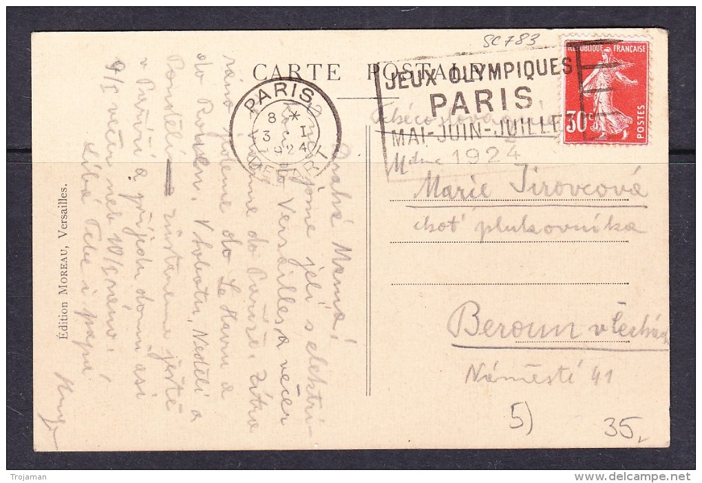 EXTRA9-36 POST CARD WITH  THE SPECIAL CANCELLATION. - Summer 1924: Paris