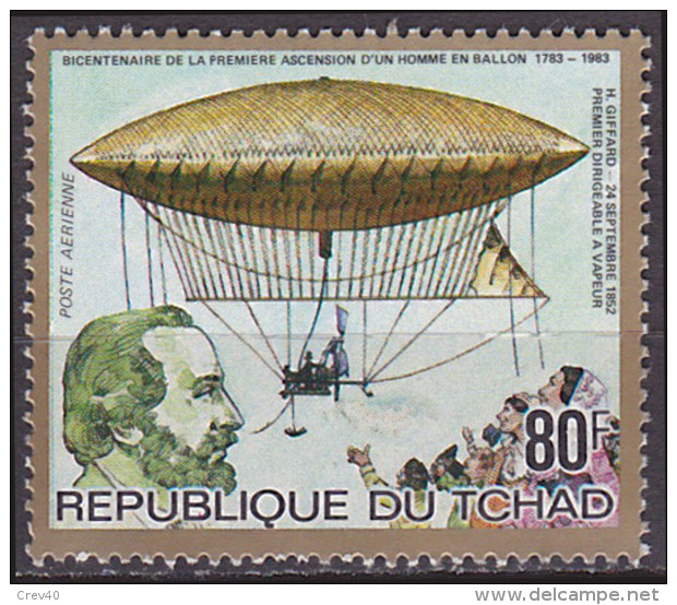 Timbre PA Neuf ** N° 257(Yvert) Tchad 1983 - Ascension D´un Homme En Ballon, Giffard - Chad (1960-...)