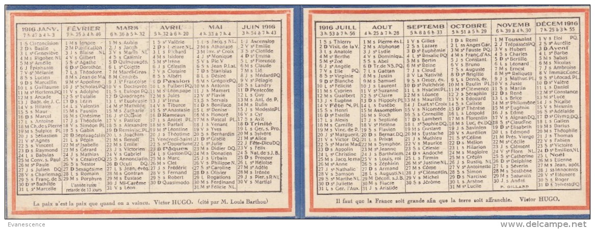 CALENDRIER / L ANNEE DE LA VICTOIRE 1916   WW1    / AVRIL16 / BO. THEMES - Small : 1901-20