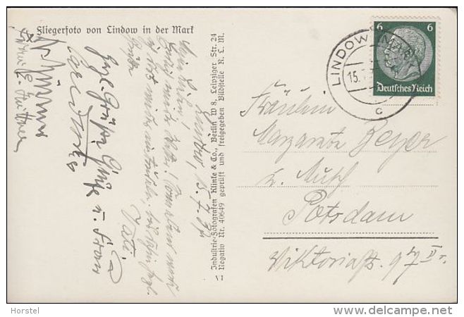 D-16835 Lindow - In Der Mark - Fliegerfoto Um 1937 - Ortsmitte Mit Kirche - Stamp - Lindow