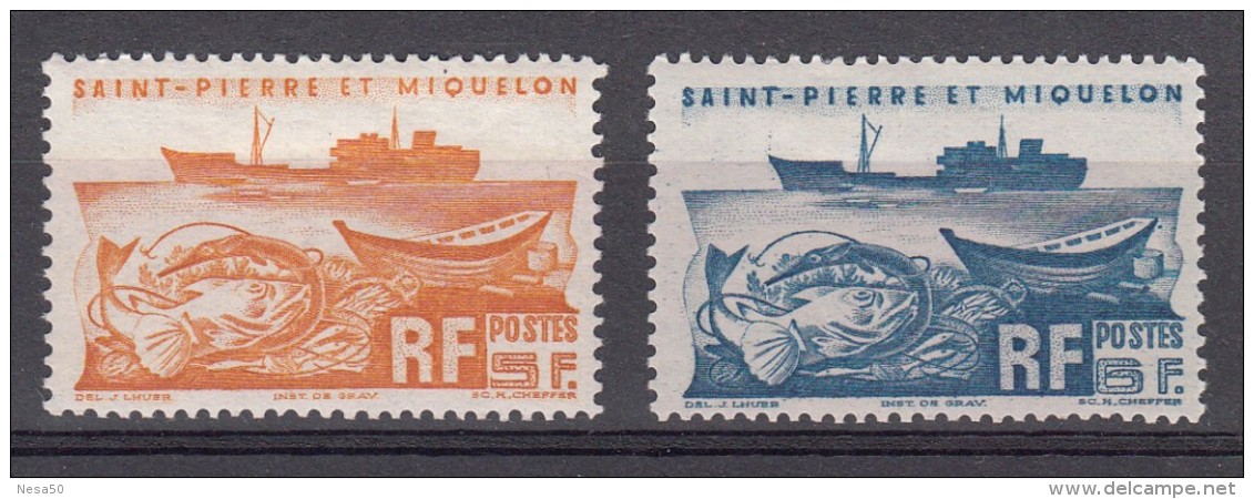 St. Pierre & Miquelon 1947 Mi Nr  360 + 361 Trawler „Colonel Pleven“ - Neufs