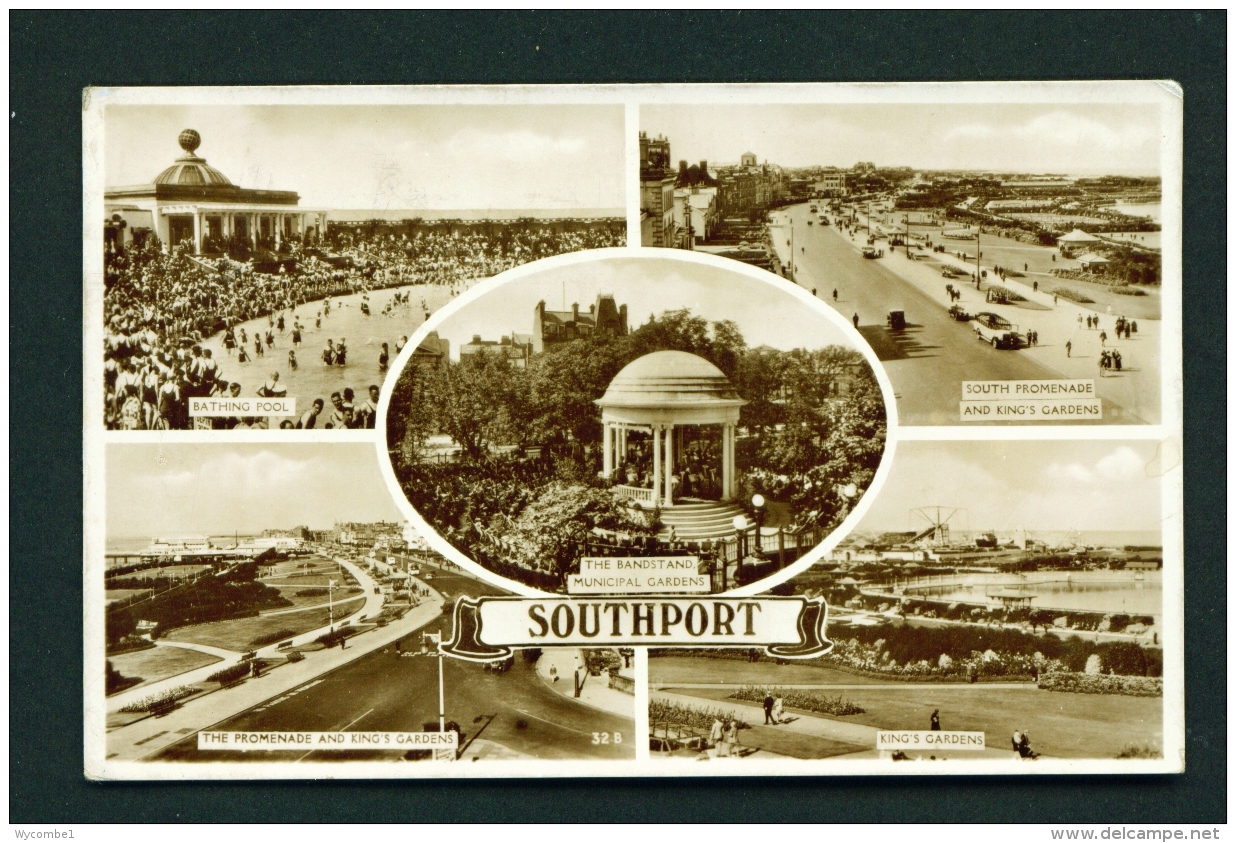 ENGLAND  -  Southport  Multi View  Used Vintage Postcard As Scans - Southport