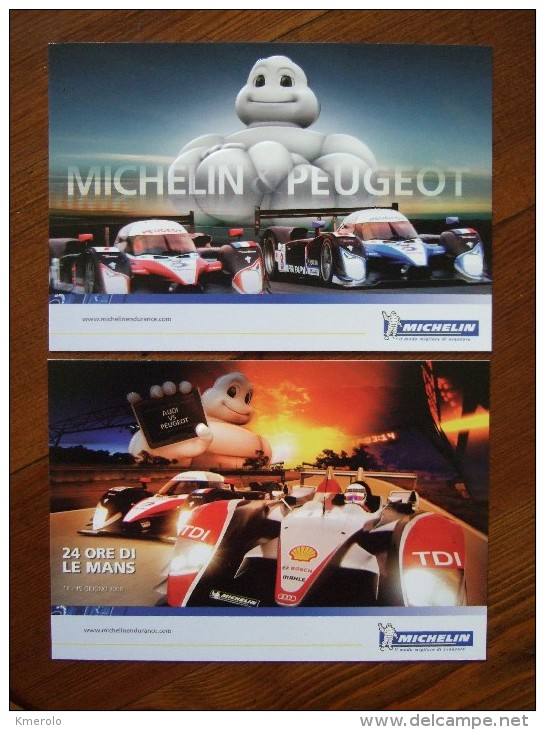 Bibendum Michelin Tyres 24 Hours Le Mans Cars Race Lot De 2 Cartes Postales - Le Mans