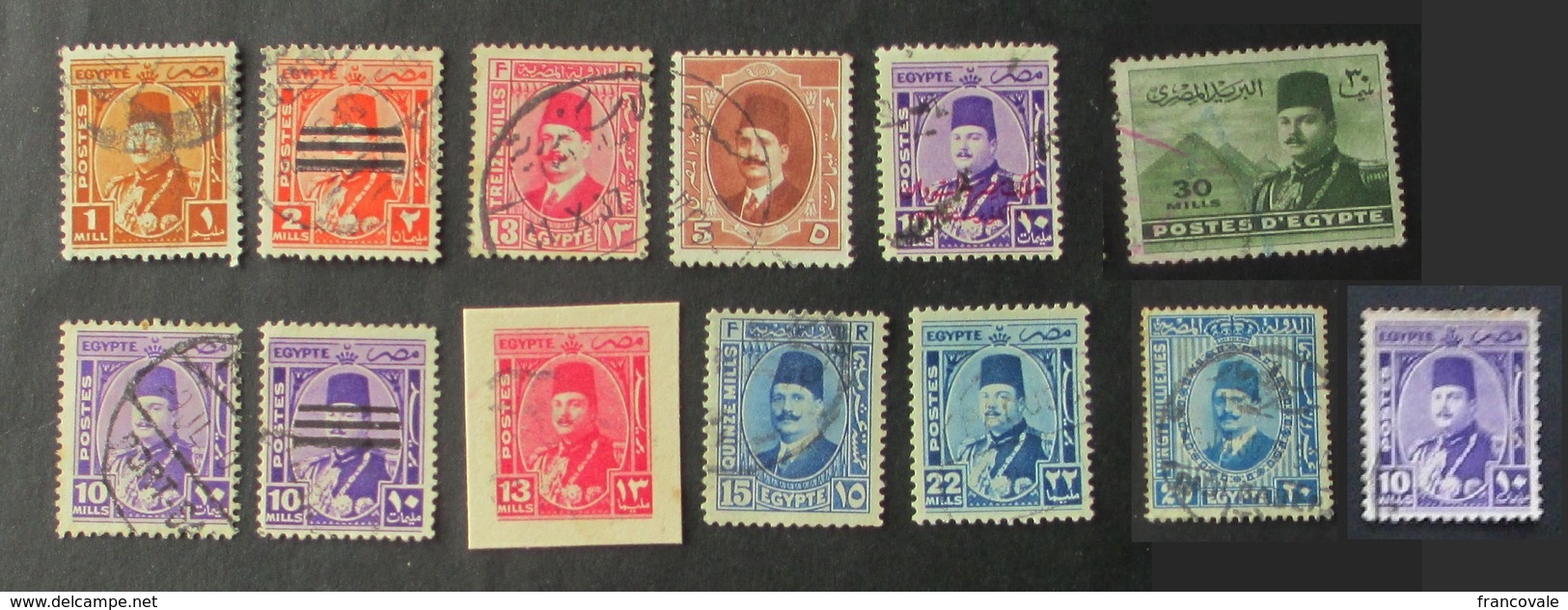 Egitto 1944 - 1953  King Farouk 13 Stamps Used - Usados