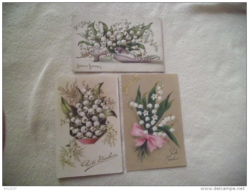 3 CARTES ...MUGUET PORTE BONHEUR ET SOUHAITS SINCERES - Autres & Non Classés