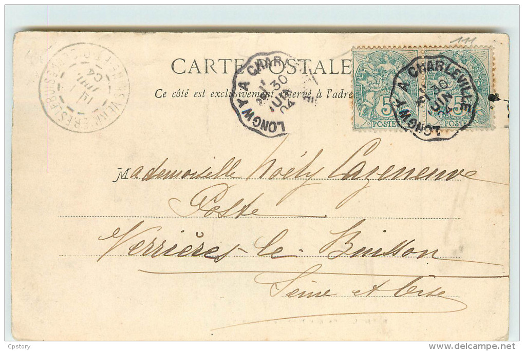 CACHET FERROVIAIRE AMBULANT De LONGWY à CHARLEVILLE En JUIN 1904 - AU DOS CRECHE De RETHEL - Correo Ferroviario