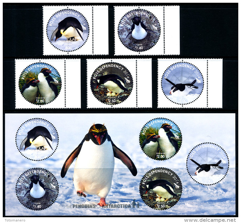 ROSS DEPENDENCY 2014  - Penguins Of Antarctica, Set Of 5v & Minisheet** - Unused Stamps