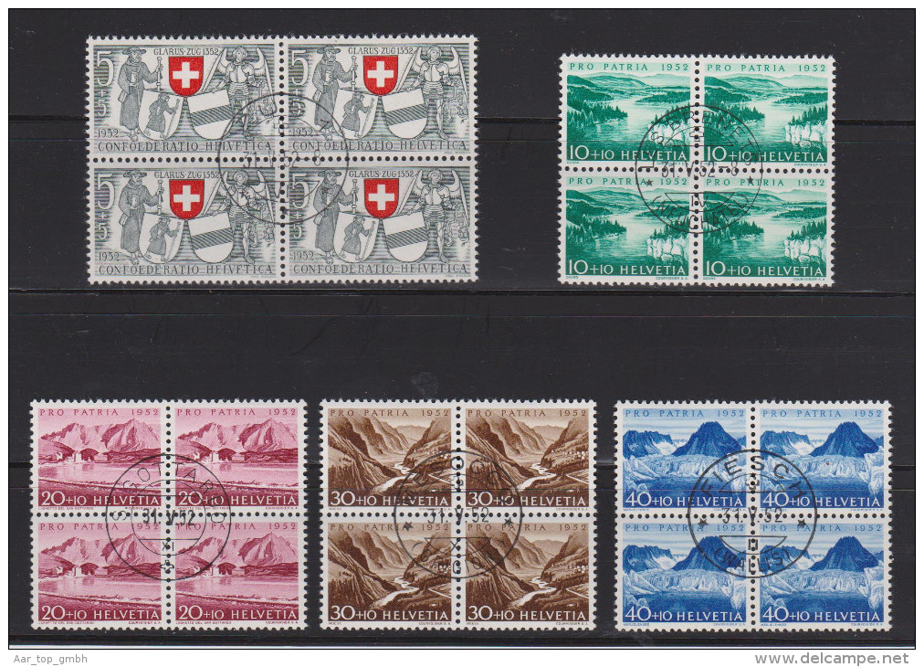 Schweiz Pro Patria 1952-31-05 Satz 4er Bl. ET-Orts-O - Usados