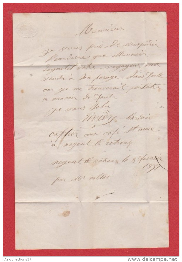 Lettre //  De Nogent Le Rotrou  // Pour Rouen  /  7 Février  1851 - 1849-1876: Classic Period