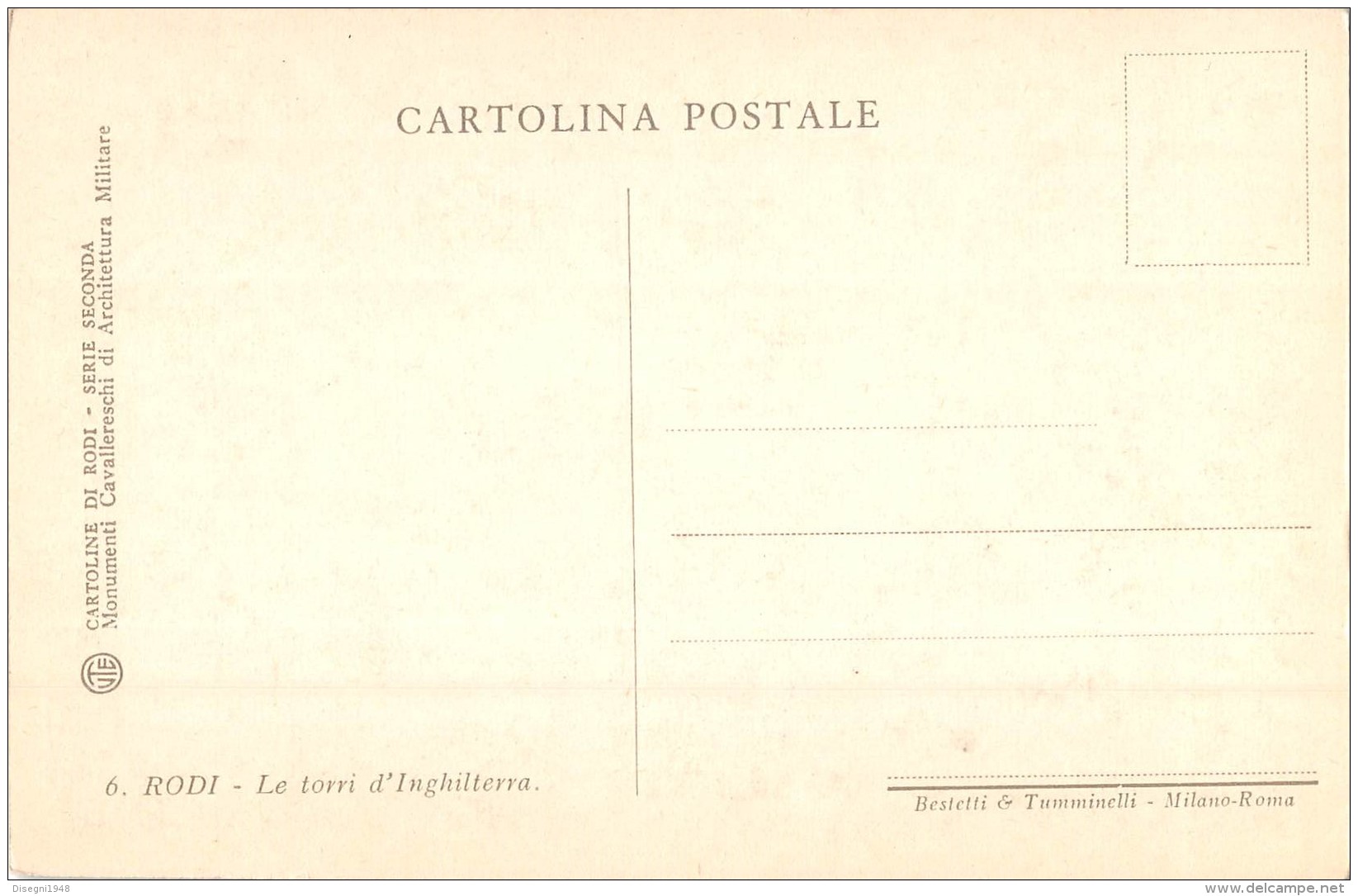 05163 "RODI - LE TORRI D'INGHILTERRA" CART. POST. ORIG. NON SPEDITA. - Grecia