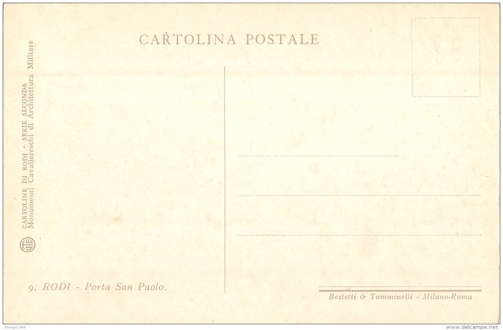 05164 "RODI -  PORTA SAN PAOLO" CART. POST. ORIG. NON SPEDITA. - Grecia