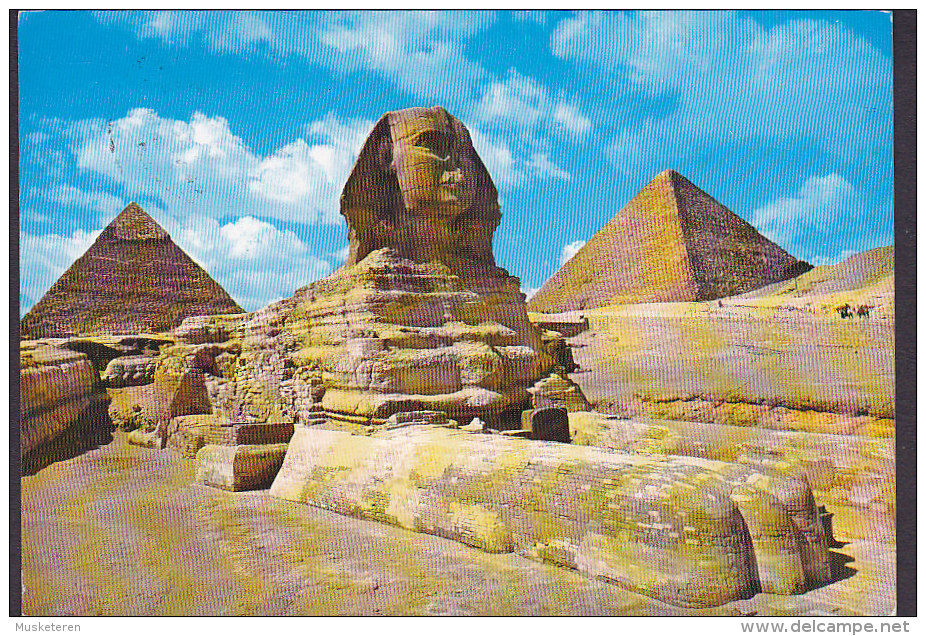 Egypt PPC Great Sphinx Of Giza & Kheops Pyramid 1995 To Denmark (2 Scans) - Gizeh