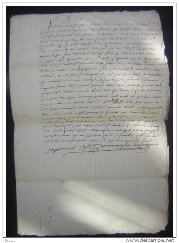 1748 (Tournus Chalons) Traité Entre Jean Marie Fourrat Et Pierre Bert - Manuscripten