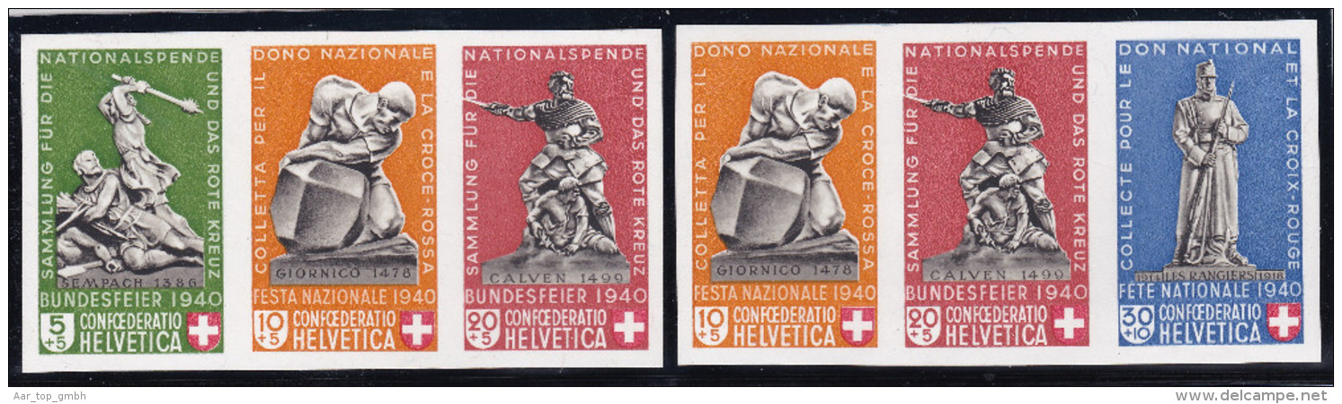 Schweiz Pro Patria 1940 PP Satz Blockausschn. 3er Str. Zu#31/2** - Ungebraucht