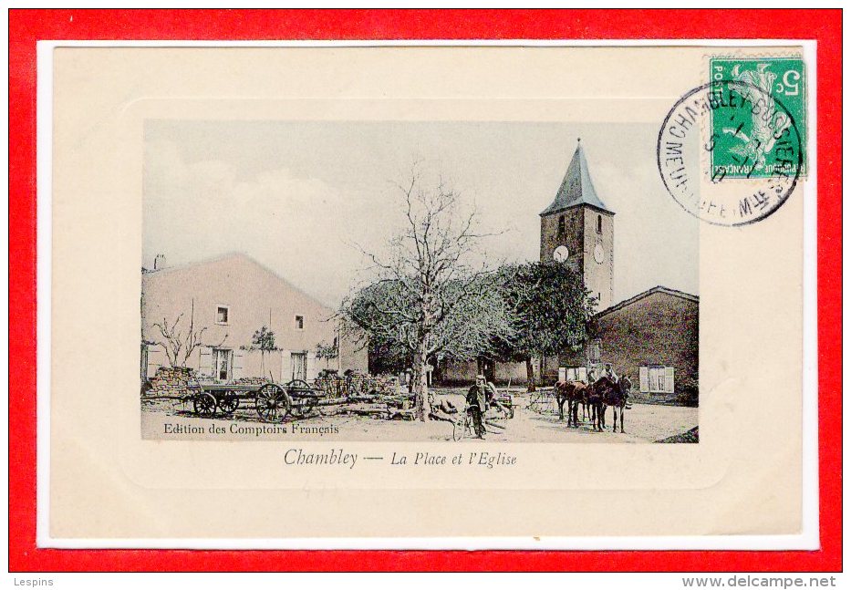 54 - CHAMBLEY -- La Place Et L'Eglise - Chambley Bussieres