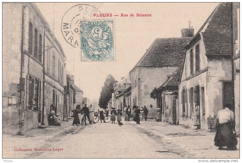 PLEURS - LA RUE DE SEZANNE - SUPERBE CARTE TRES TRES ANIMEE -  TOP !!! - Saint Remy En Bouzemont