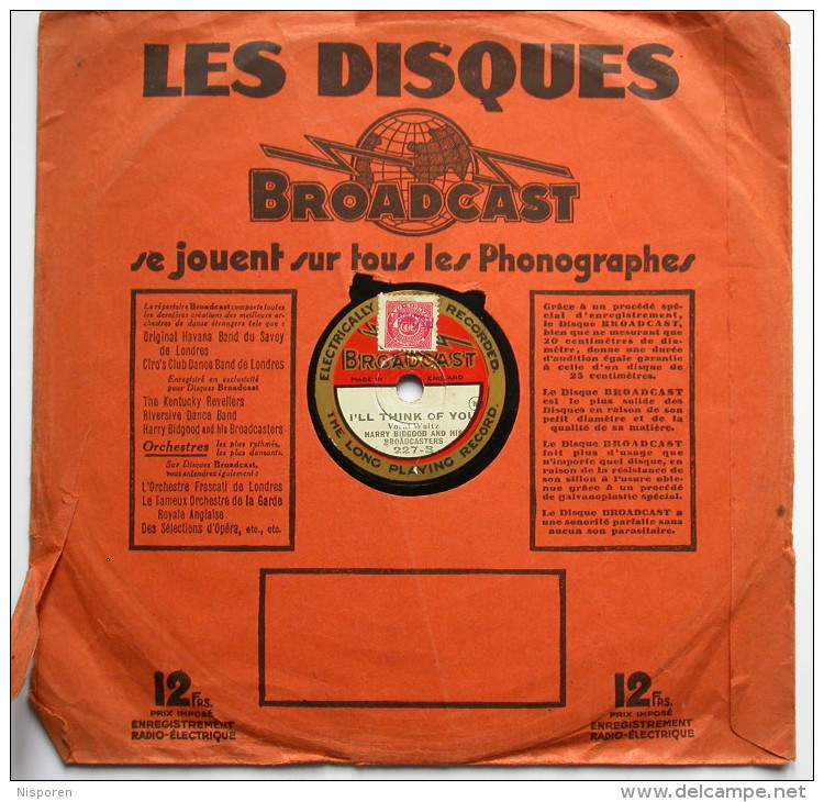 Les Disques Broadcast - Constantinople - Harry Fay - I'll Think Of You -  Harry Bidgood And His Broadcasters - 78 Rpm - Gramophone Records