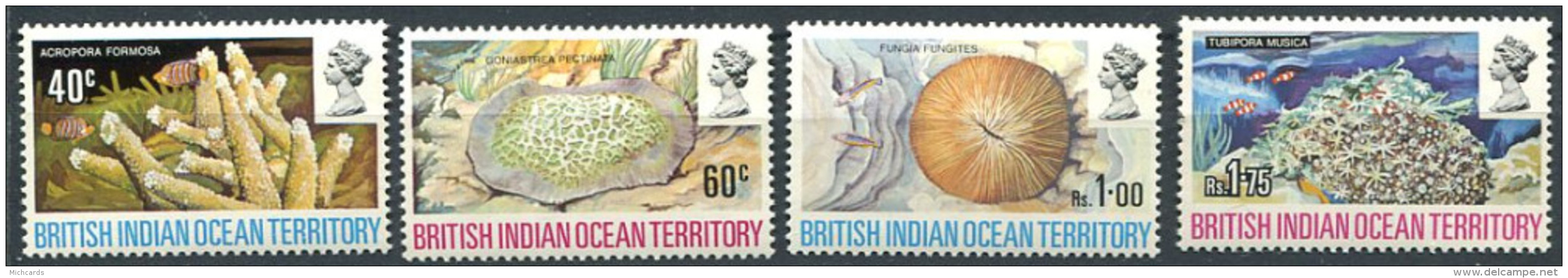 158 Territoire Britannique OCEAN INDIEN 1972 - Coraux (Yvert 44/47) Neuf ** (MNH) Sans Charniere - Territoire Britannique De L'Océan Indien