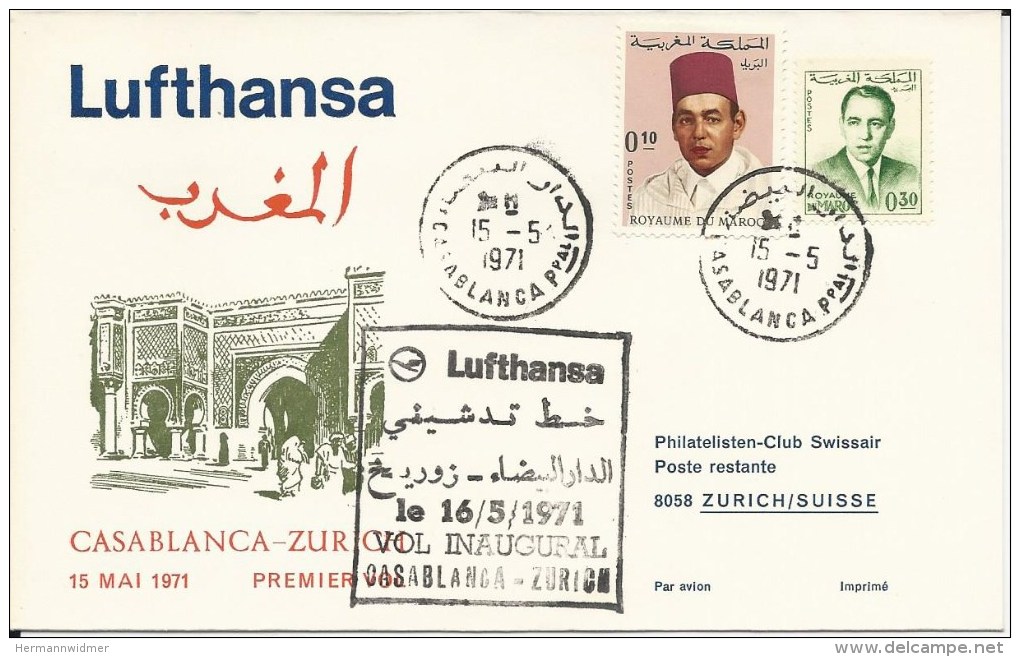 RF 71.17, Lufthansa, Casablanca - Zurich, B-707, 1971 - Maroc (1956-...)