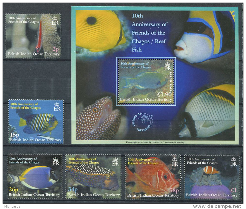 158 Territoire Britannique OCEAN INDIEN 2002 - Poisson (Yvert 250/55 - BF 19) Neuf ** (MNH) Sans Charniere - Britisches Territorium Im Indischen Ozean