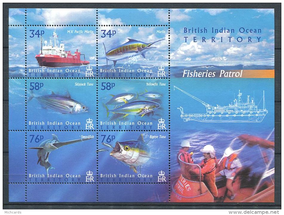 158 Territoire Britannique OCEAN INDIEN 2004 - Bateau Poisson (Yvert 283/88) Neuf ** (MNH) Sans Charniere - Territoire Britannique De L'Océan Indien