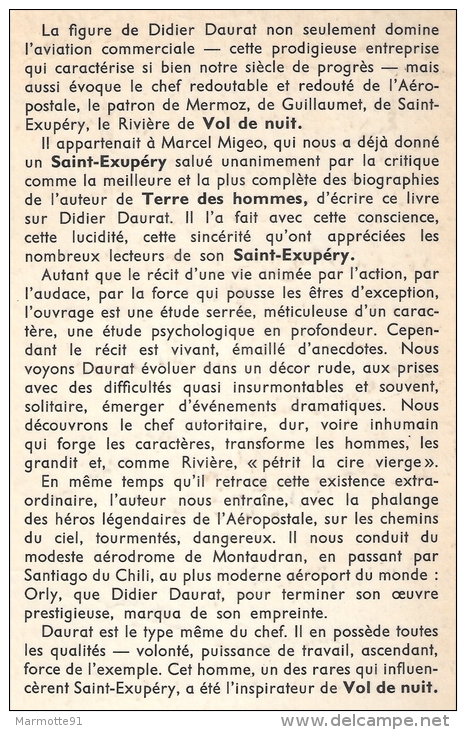 DIDIER DAURAT AVIATION COMMERCIALE PILOTE AEROPOSTALE  VOL LIGNE COURRIER PIONNIER - Biografía