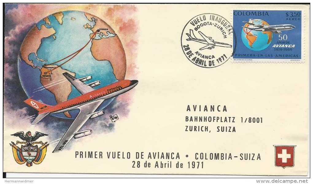 RF 71.14, Avianca, Bogota - Zurich, B-707 - Colombie