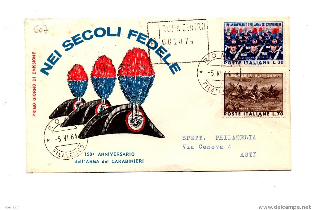 Fb607 - ITALIA FDC 1964  RACCOMANDATA CARABINIERI Con Timbro D´arrivo - FDC