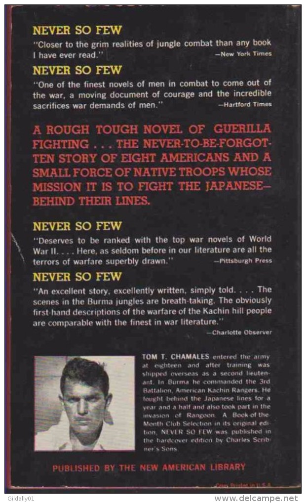 Roman Anglais:  NEVER SO FEW.      Tom T. CHAMAIES.     1959. - Storia