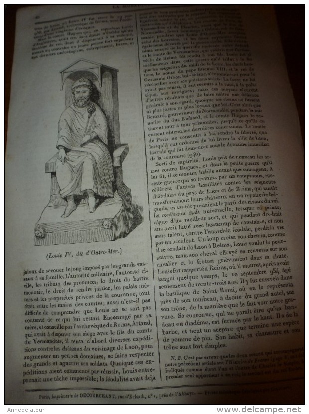 1836 LM :Le COMBAT de TAUREAUX;Le chevalier de Latude;Le FOU (oiseau);Château de VINCENNES;Louis IV dit d'OUTRE-MER