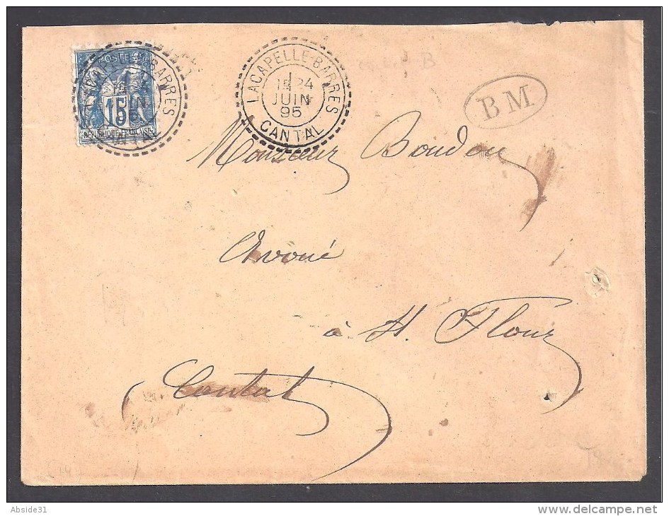 CANTAL - Cachet  De  LACAPELLE-BARRES  Sur  15c  Type  Sage - 1877-1920: Période Semi Moderne