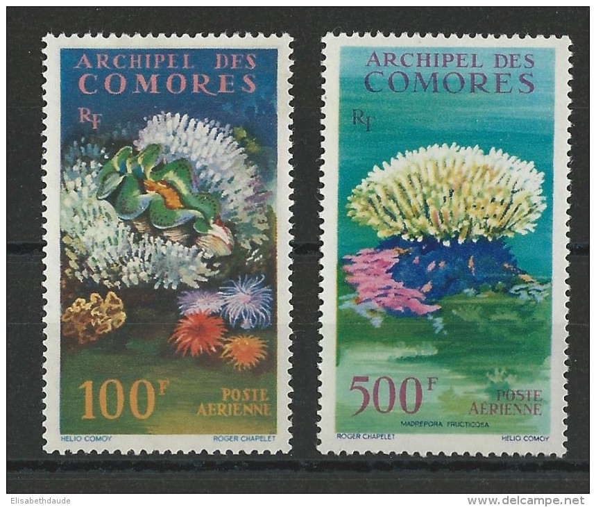 COMORES - 1962 - POSTE AERIENNE - YVERT N° 5/6 **/* MNH/MLH - COTE = 49 EUR. - LE 5 EST * MLH - Unused Stamps