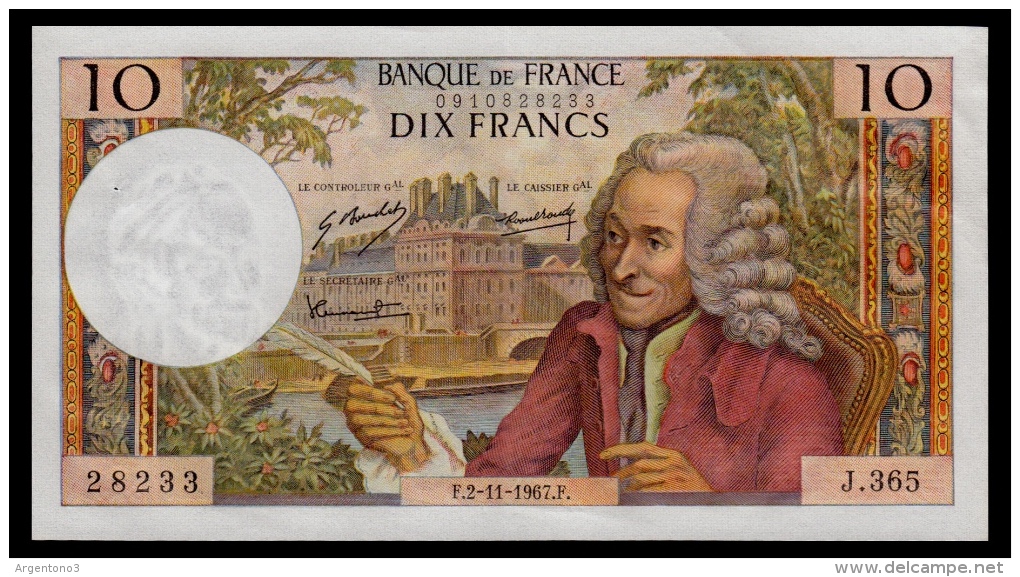 France 10 Francs 2.11.1967 XF+ - 10 F 1963-1973 ''Voltaire''