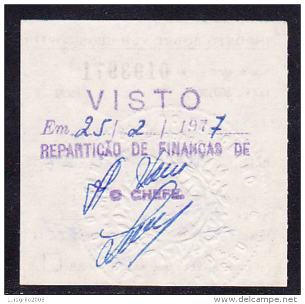 VEHICLE TAX / IMPOSTO SOBRE VEÍCULOS - 1977 . TAXA 600$00 -- COM SELO BRANCO **SECÇÃO FINANÇAS DO CONCELHO DE VISEU** - Used Stamps