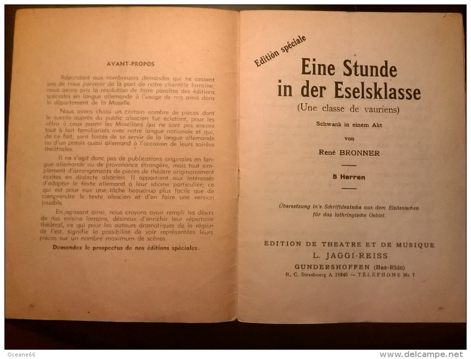 Pièce De Théatre En Allemand De René BRONNER "Eine Stunde In Der Eselsklasse" - Theater & Drehbücher